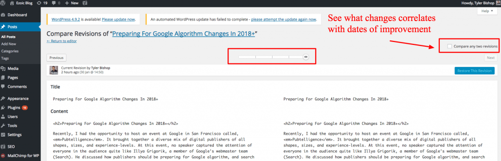 wordpress seo changes